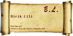 Birik Lili névjegykártya
